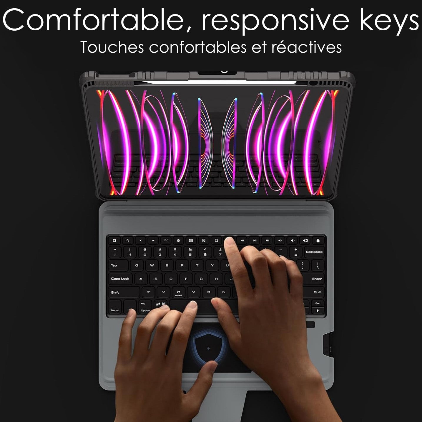 Coque pour tablette avec clavier et bumper magnétique
