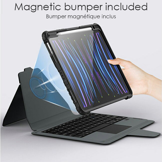 Coque pour tablette avec clavier et bumper magnétique