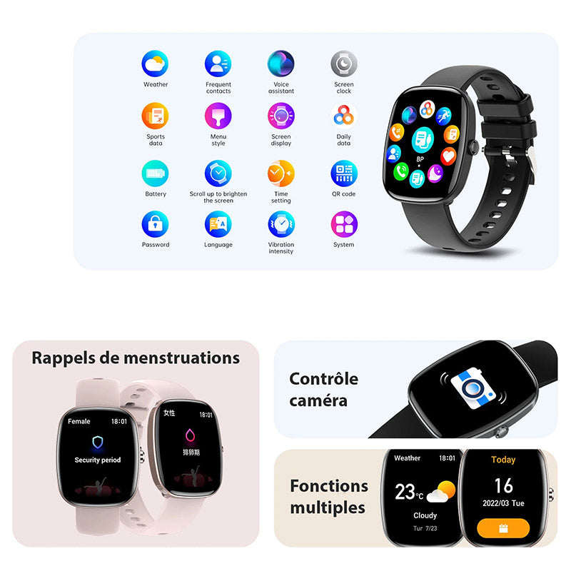 Intersport montre connectée pour femme 1.83'' HD Grand Écran