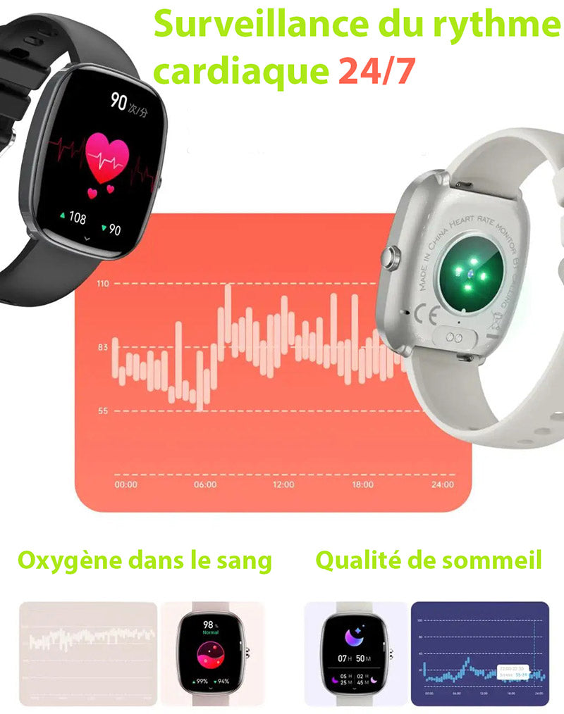 Intersport montre connectée pour femme 1.83'' HD Grand Écran