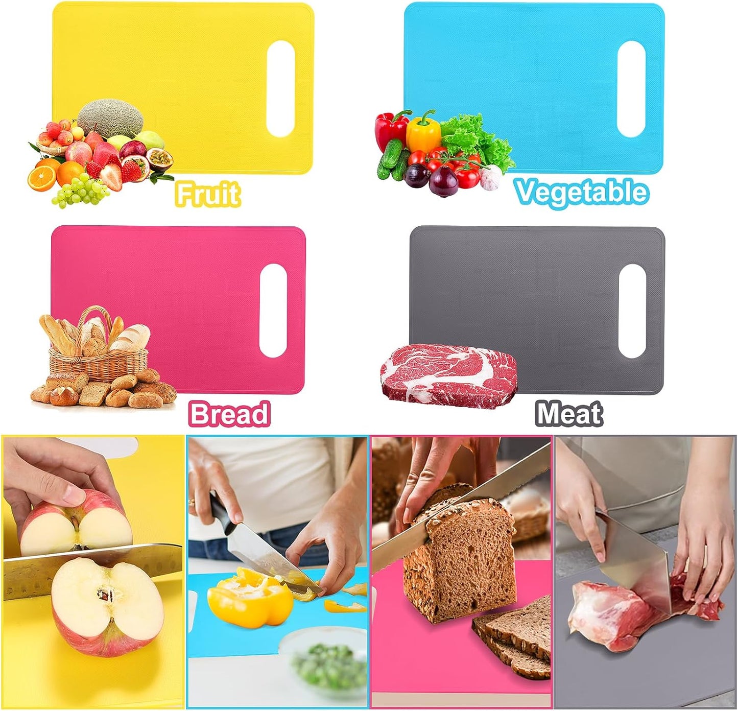 Planche à découper flexible sans BPA 4 couleurs en plastique