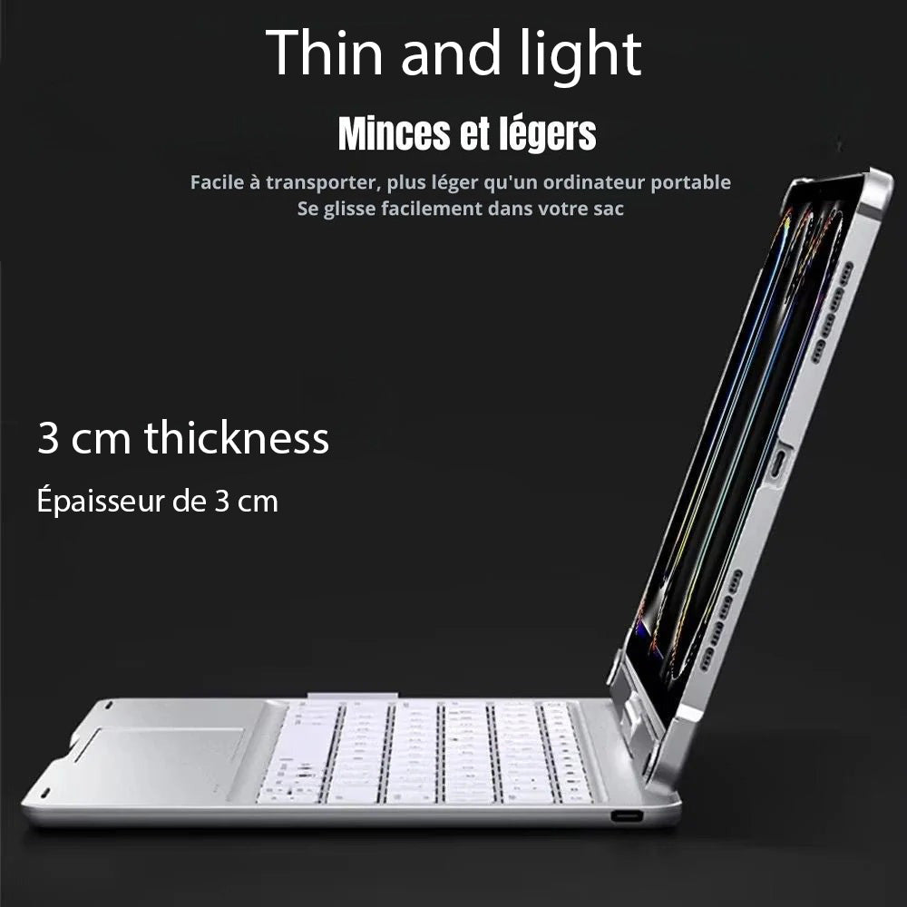Coque pour tablette iPad avec clavier intégré et écran rotatif 360°