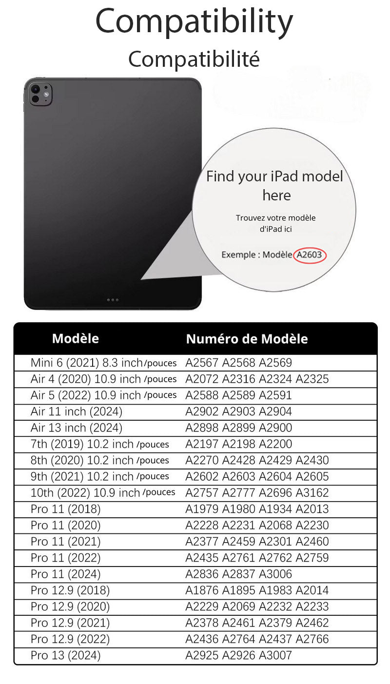Coque pour tablette iPad avec clavier intégré et écran rotatif 360°