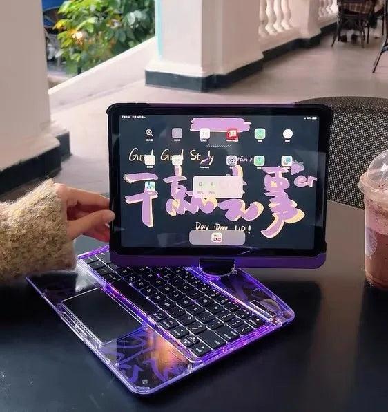 Coque pour tablette iPad (Cyber Collection) avec clavier intégré et écran rotatif 360°