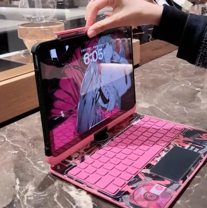 Coque pour tablette iPad (Cyber Collection) avec clavier intégré et écran rotatif 360°