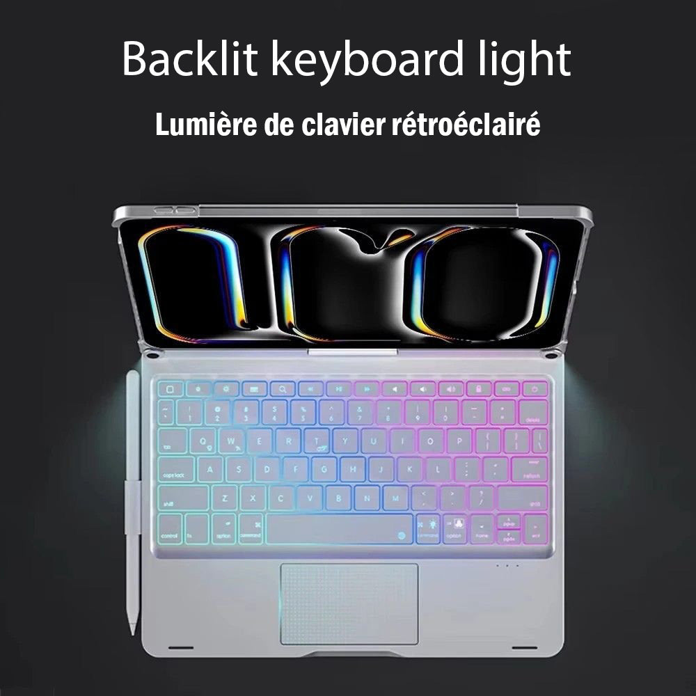 Coque pour tablette iPad avec clavier intégré et écran rotatif 360°