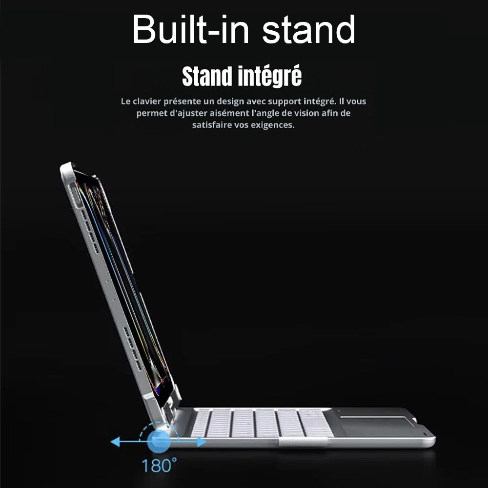 Coque pour tablette iPad avec clavier intégré et écran rotatif 360°