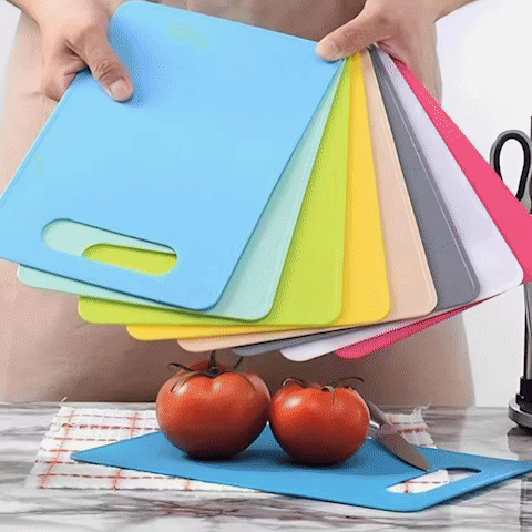 Planche à découper flexible sans BPA 4 couleurs en plastique